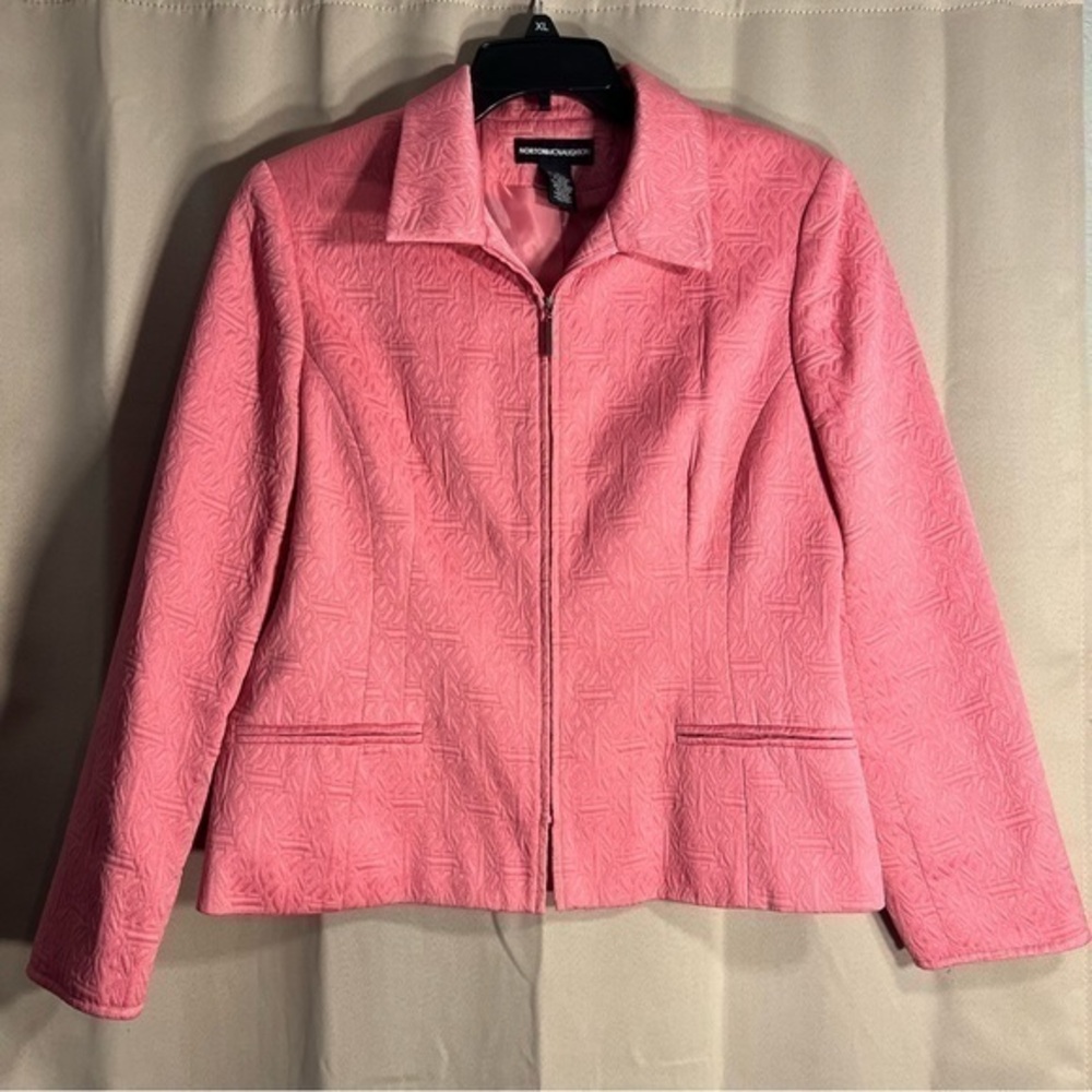 Pink Norton McNaughton Women Lined Blazer Jacket Size 12 Full Zip